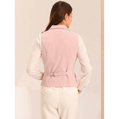 Women's Shawl Lapel Sleeveless Button Racerback Suit Waistcoat