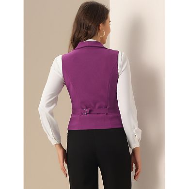 Women's Shawl Lapel Sleeveless Button Racerback Suit Waistcoat