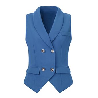 Women's Shawl Lapel Sleeveless Button Racerback Suit Waistcoat