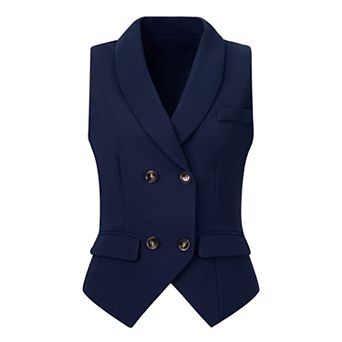 Women's Shawl Lapel Sleeveless Button Racerback Suit Waistcoat