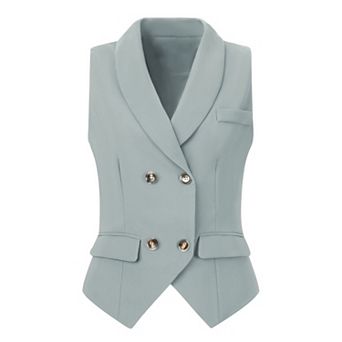 Women's Shawl Lapel Sleeveless Button Racerback Suit Waistcoat