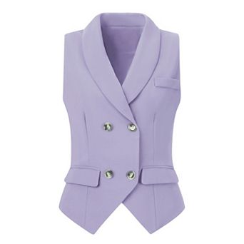 Women's Shawl Lapel Sleeveless Button Racerback Suit Waistcoat