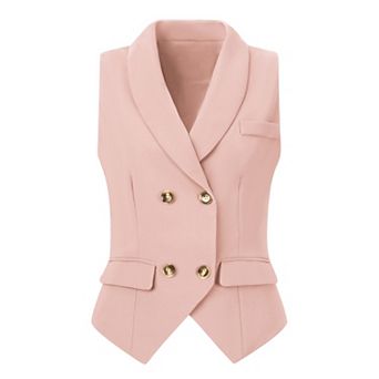 Women's Shawl Lapel Sleeveless Button Racerback Suit Waistcoat