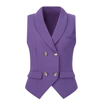 Women's Shawl Lapel Sleeveless Button Racerback Suit Waistcoat