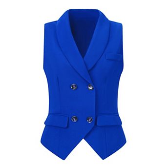 Women's Shawl Lapel Sleeveless Button Racerback Suit Waistcoat