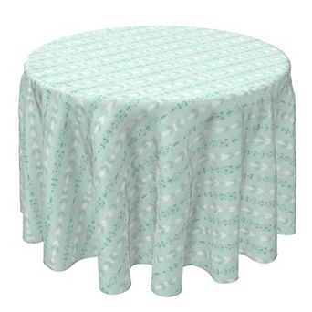 Round Tablecloth, 100% Cotton, 60 Round", Green Monochromatic Design