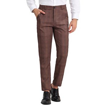 Men's Checked Prom Trousers Formal Plaid Suit Pants