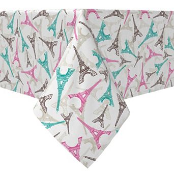 Square Tablecloth, 100% Cotton, 60x60", Eiffel Tower Sketch