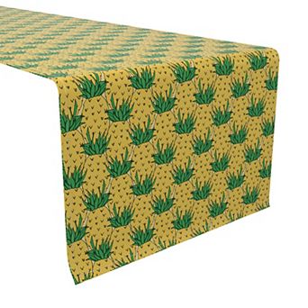 Table Runner, 100% Cotton, 16x72", Close Up Pineapples