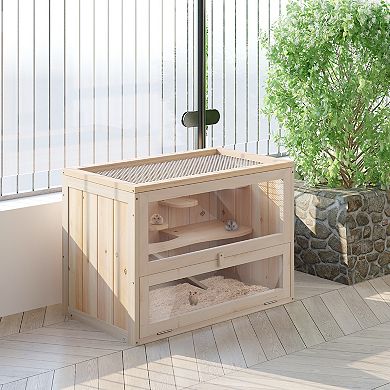 Wooden Indoor/outdoor High-quality Hamster/gerbil Home W/ Openable Roof & Window