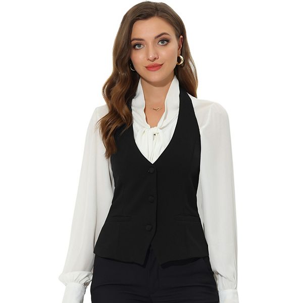 Women's Halter Neck Sleeveless Button Down Dressy Suit