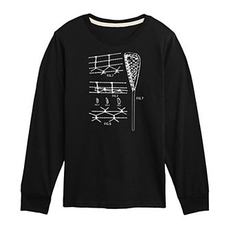 Boys 8-20 Lacrosse Stick Diagram Long Sleeve Graphic Tee