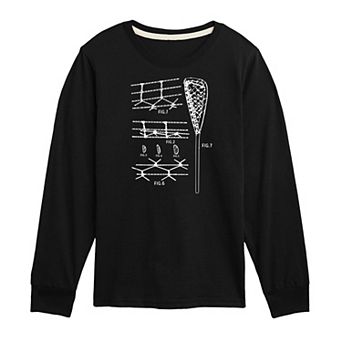 Boys 8-20 Lacrosse Stick Diagram Long Sleeve Graphic Tee