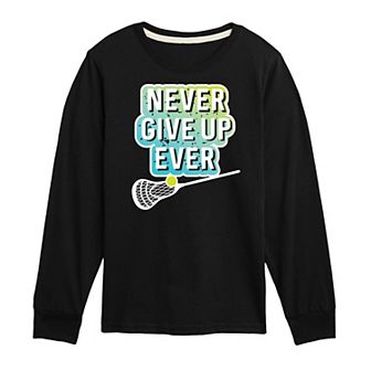 Boys 8-20 Boys Never Give Up Ever Long Sleeve Graphic Tee