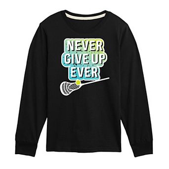 Boys 8-20 Boys Never Give Up Ever Long Sleeve Graphic Tee