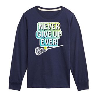 Boys 8-20 Boys Never Give Up Ever Long Sleeve Graphic Tee