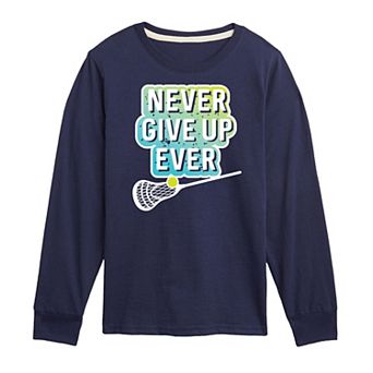 Boys 8-20 Boys Never Give Up Ever Long Sleeve Graphic Tee