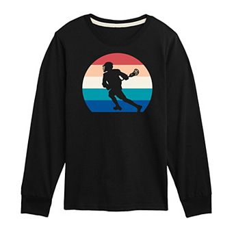 Boys 8-20 Retro Lacrosse Player Long Sleeve Graphic Tee