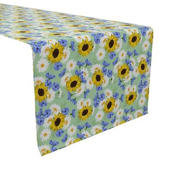 Table Runner, 100% Cotton, 16x72", Rural Floral
