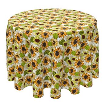 Round Tablecloth, 100% Cotton, 60 Round", Sunflower Plaid