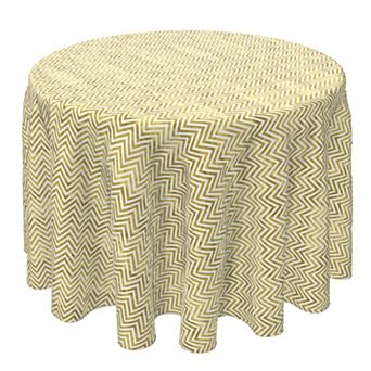 Round Tablecloth, 100% Cotton, 60 Round", Golden Chevron