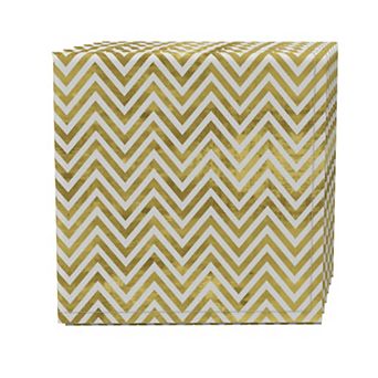 Napkin Set of 4, 100% Cotton, 20x20", Golden Chevron