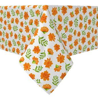 Square Tablecloth, 100% Cotton, 60x60", Orange Marigolds