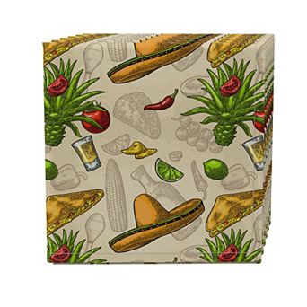 Napkin Set of 4, 100% Cotton, 20x20", Fiesta Time