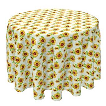 Round Tablecloth, 100% Cotton, 60 Round", Garden Sunflowers