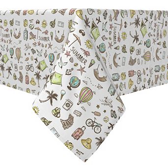 Square Tablecloth, 100% Cotton, 60x60", Summertime Icons