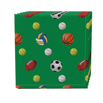 Napkin Set of 4, 100% Cotton, 20x20", Sports Collection Green