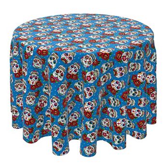 Round Tablecloth, 100% Cotton, 60 Round", Pattern Skulls and Roses