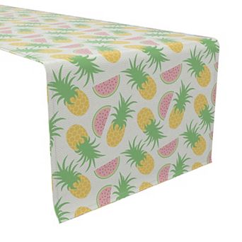 Table Runner, 100% Cotton, 16x72", Pineapple and Watermelon Graphics
