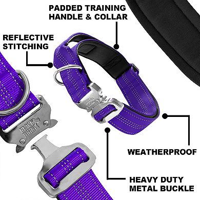 Ultra Soft Neoprene Padded Tactical Dog Collar With Heavy Duty Metal Buckle And Padded Handle