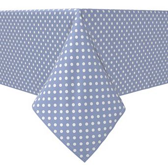 Square Tablecloth, 100% Cotton, 60x60", Pale Blue Polka Dots