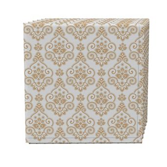 Napkin Set of 4, 100% Cotton, 20x20", Elegant Golden Design