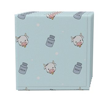 Napkin Set of 4, 100% Cotton, 20x20", Cows and Milk Cans