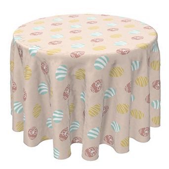 Round Tablecloth, 100% Cotton, 60 Round", Pastel Pink Easter Eggs