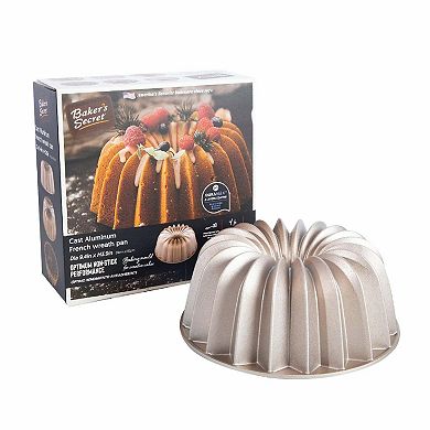 Baker's Secret Fluted Cake Pan, Cast Aluminum 2 Layers Nonstick Coating (French Wreath)