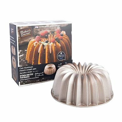 Baker's Secret Fluted Cake Pan, Cast Aluminum 2 Layers Nonstick Coating (French Wreath)