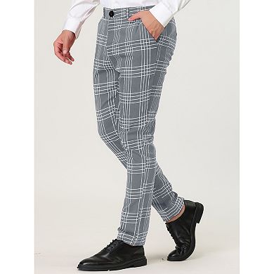 Men's Dress Plaid Pants Formal Printed Checked Trousers