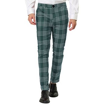 Men's Dress Plaid Pants Formal Printed Checked Trousers