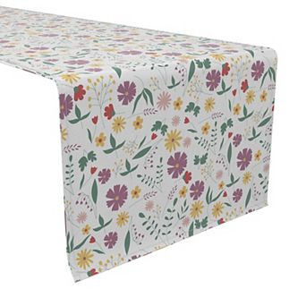 Table Runner, 100% Cotton, 16x108", Vintage Print Floral