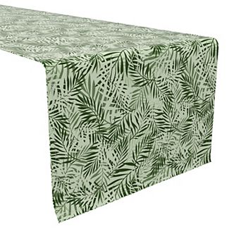 Table Runner, 100% Cotton, 16x90", Jungle Leaves