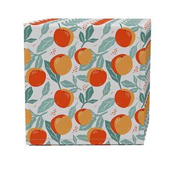 Napkin Set of 4, 100% Cotton, 20x20", Apricots and Leaves