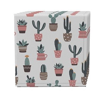 Napkin Set of 4, 100% Cotton, 20x20", Cactus House Plants