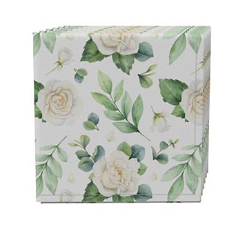 Napkin Set of 4, 100% Cotton, 20x20", Floral Wedding Elegance