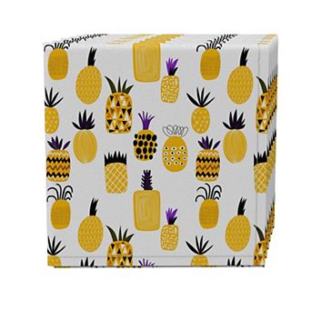 Napkin Set of 4, 100% Cotton, 20x20", Variety of Pineapples