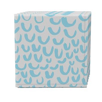Napkin Set of 4, 100% Cotton, 20x20", Light Blue Simple Sketch