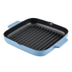 Square Cast Iron Grill Pan, 9.8 inch Blue